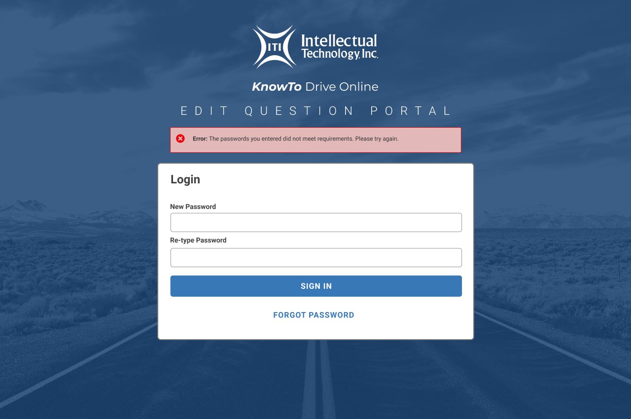 Login new password screen